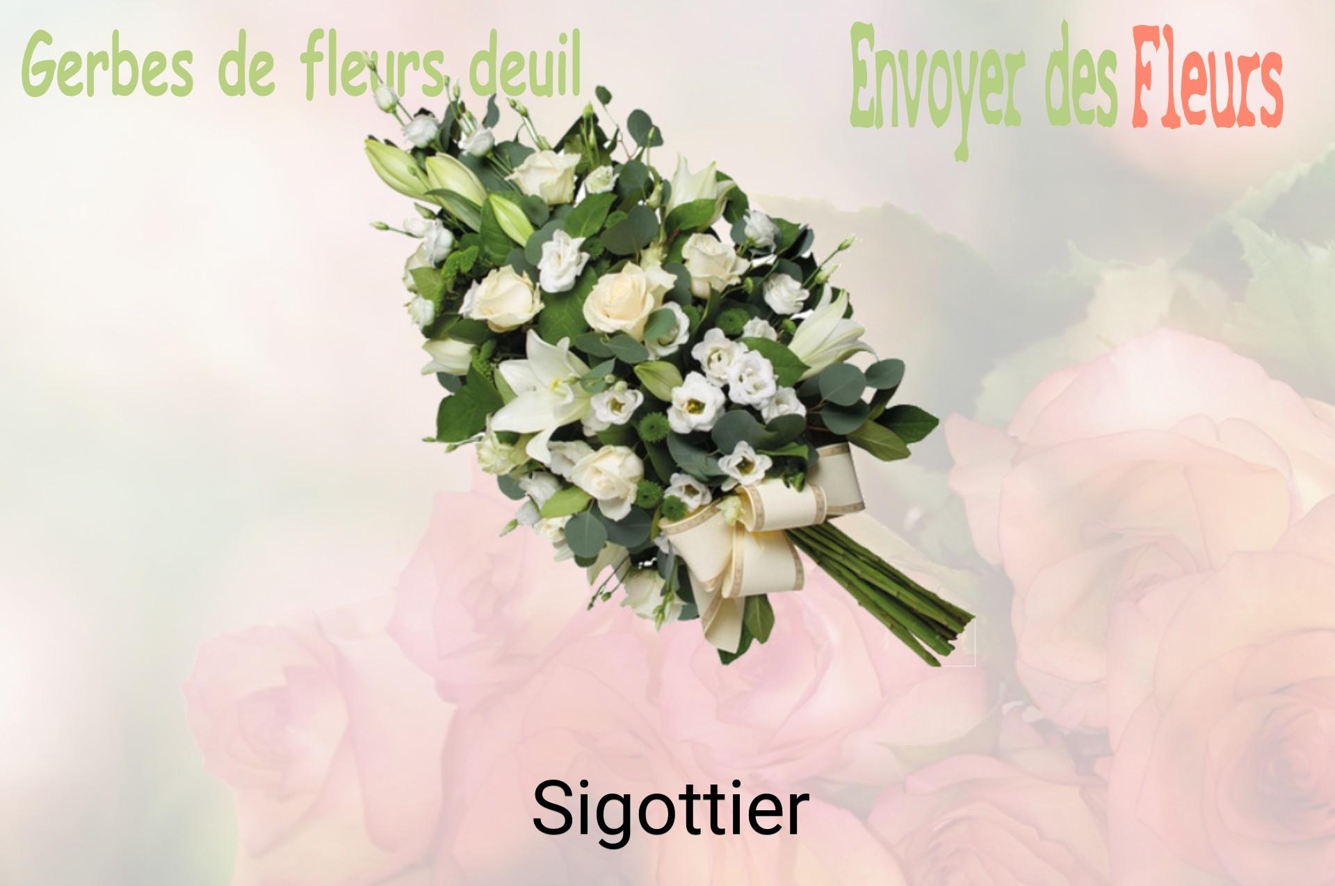 Gerbe de fleurs de deuil livrée à Sigottier